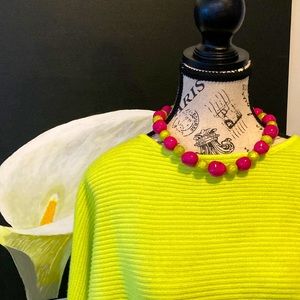 Lime Green & Fuchsia Pink Bead Necklace